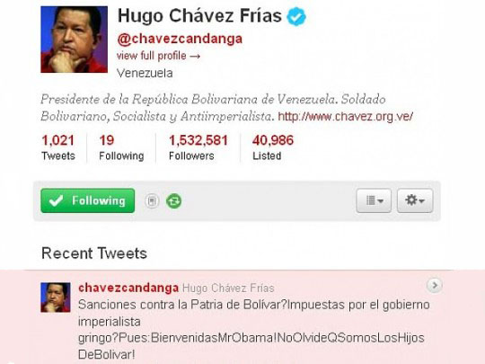 Tweet de @chavezcandanga enviado el 24 de mayo de 2011