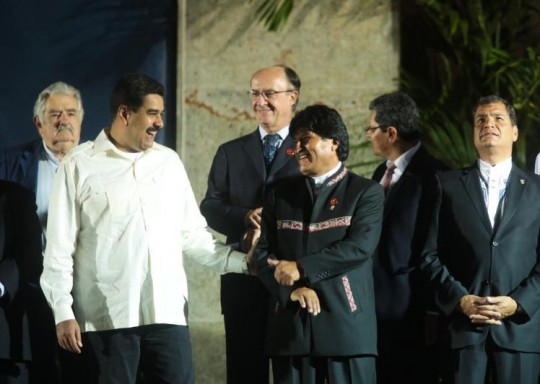 Evo Morales, Nicolás Maduro, Rafael Correa