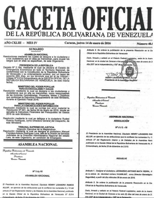 Gaceta oficial