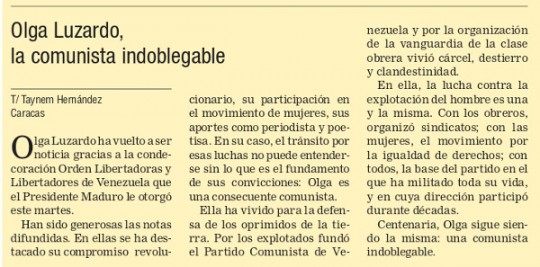 Olga la comunista indoblegable