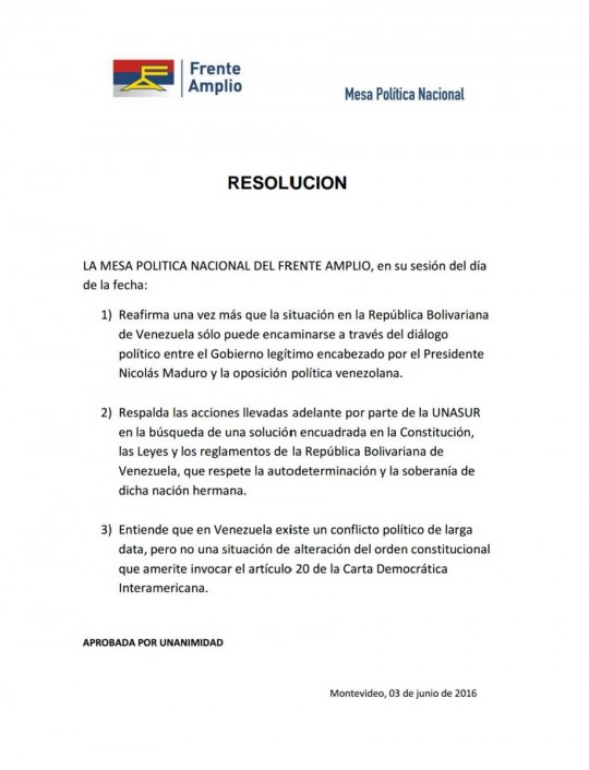 Comunicado de Uruguay
